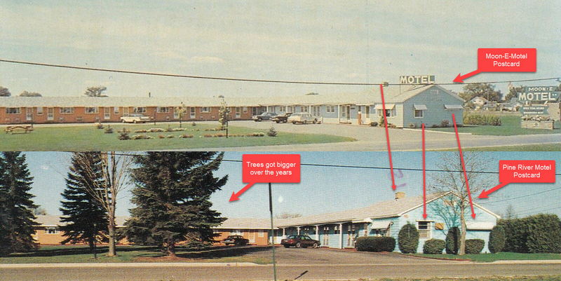 Pine River Motel (Moon-E-Motel) - Comparison Of Postcards